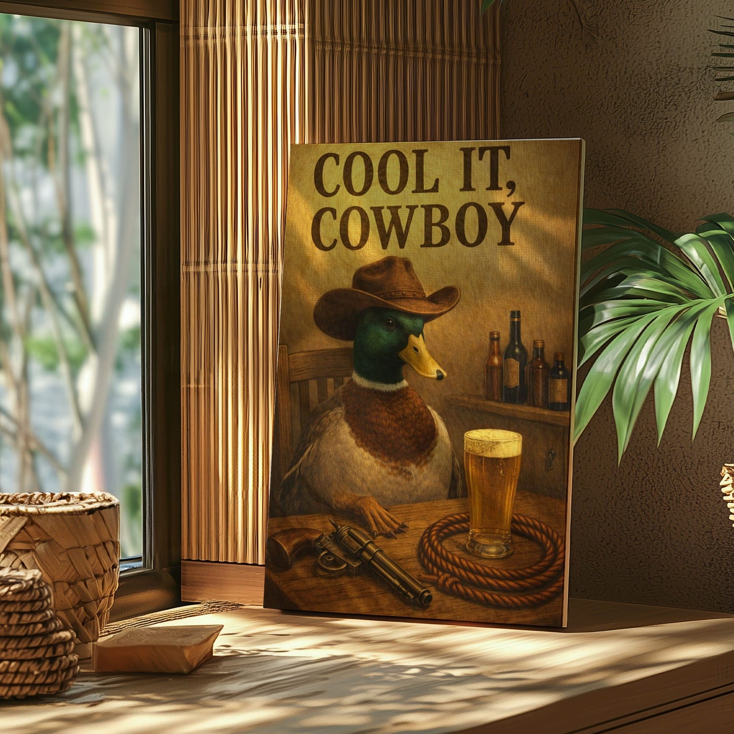 Cool It Cowboy Duck Canvas Wall Art