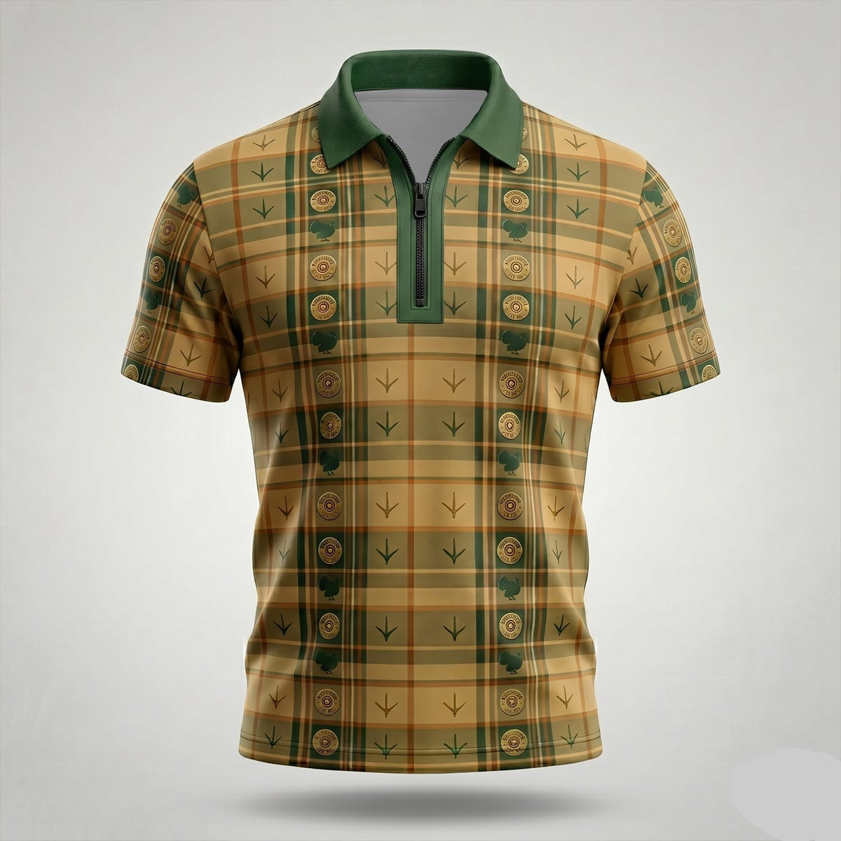 Turkey Hunter Tartan Plaid Pattern Hunting Polo Shirt TP1012