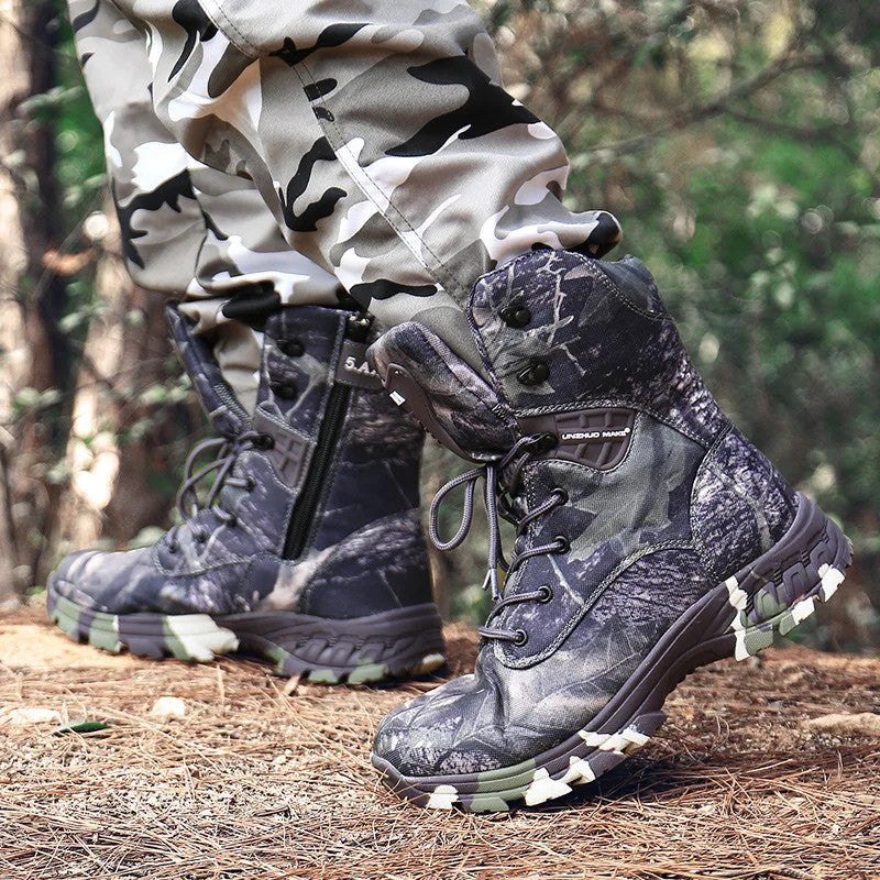 High-Top Hiking Shoes Men Camouflage Waterproof Boots Non-Slip Tactical Boots Outdoor Trekking Hunting Shoes