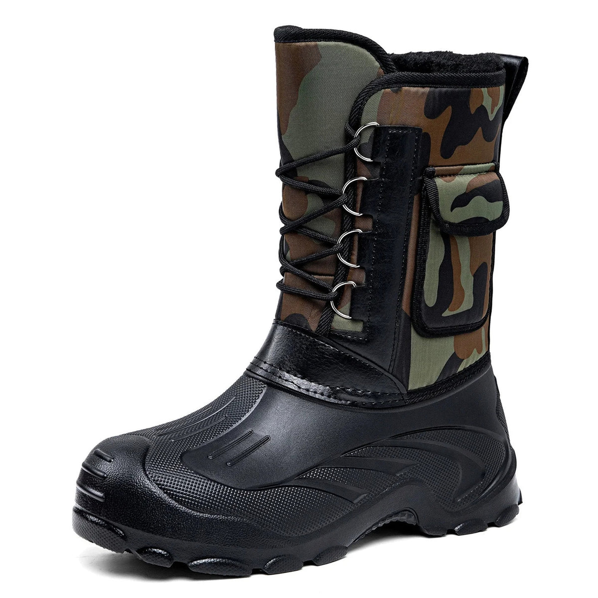 Winter Camouflage Fleece Lining Warm Hunting Boots Men's Outdoor Non-Slip Waterproof Snow Shoes Hiking Mountaineering Boots
