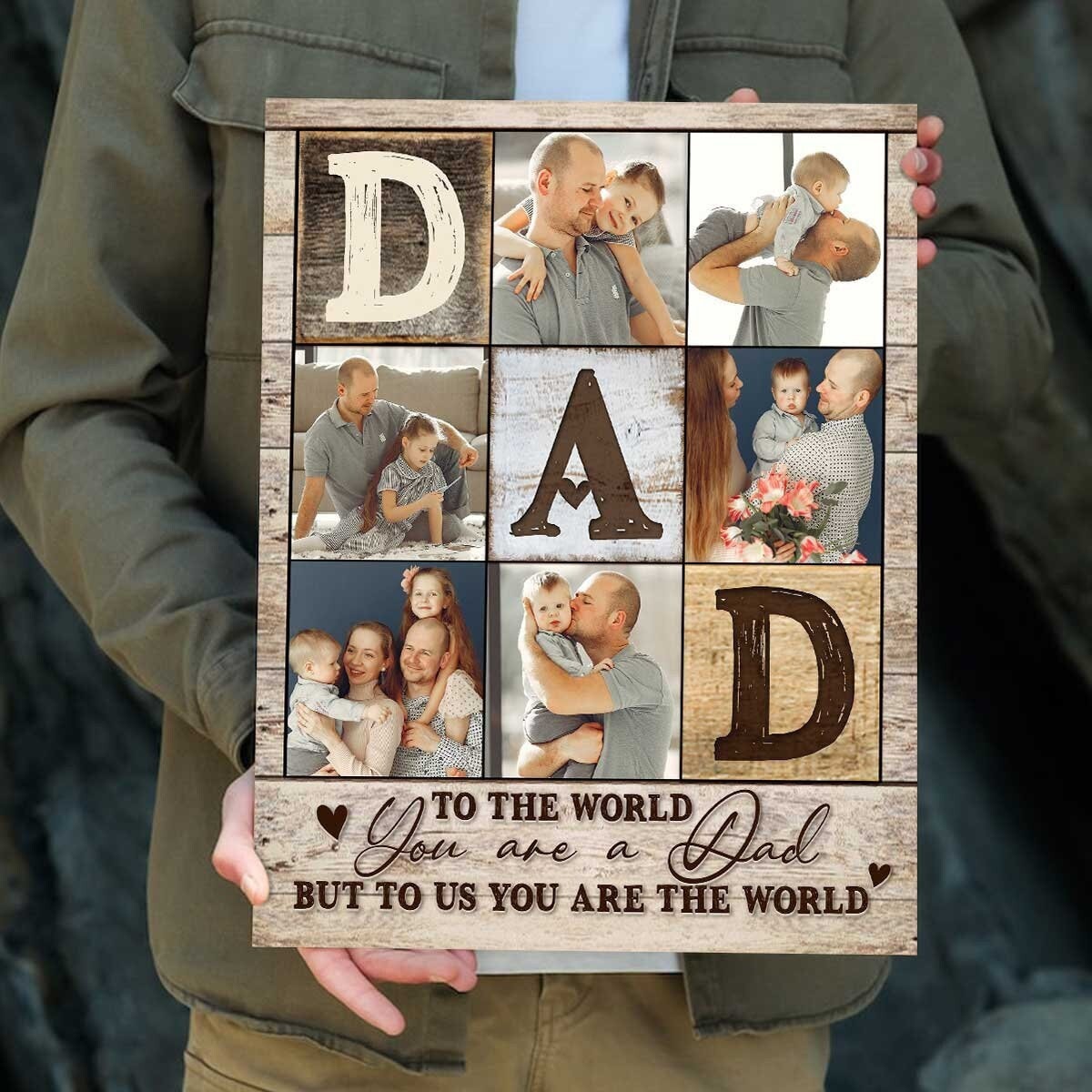 Personalized Dad Photo Collage Canvas Father’s Day Gift From Kids
