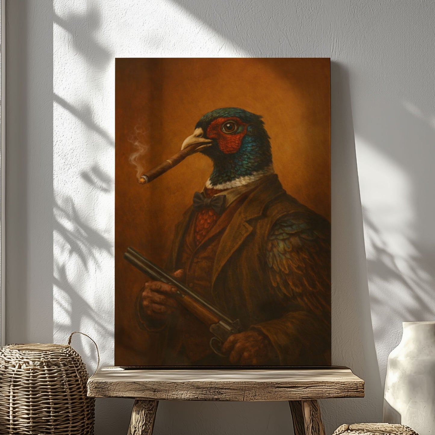 Pheasant Gentleman Smoking Cigar Classic Animal Art