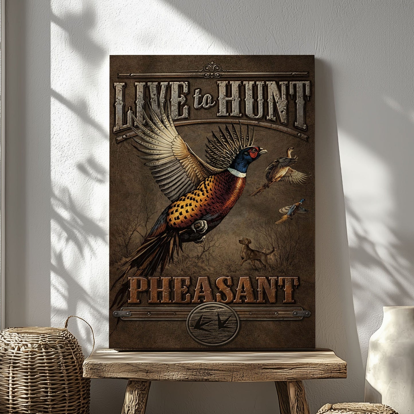 Live to Hunt Pheasant Hunting Vintage Canvas