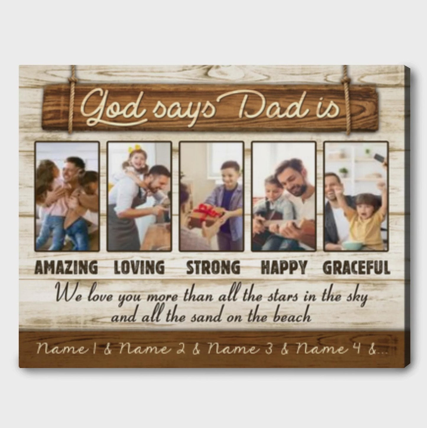 Best Father’s Day Personalized Photo And Names Canvas Print