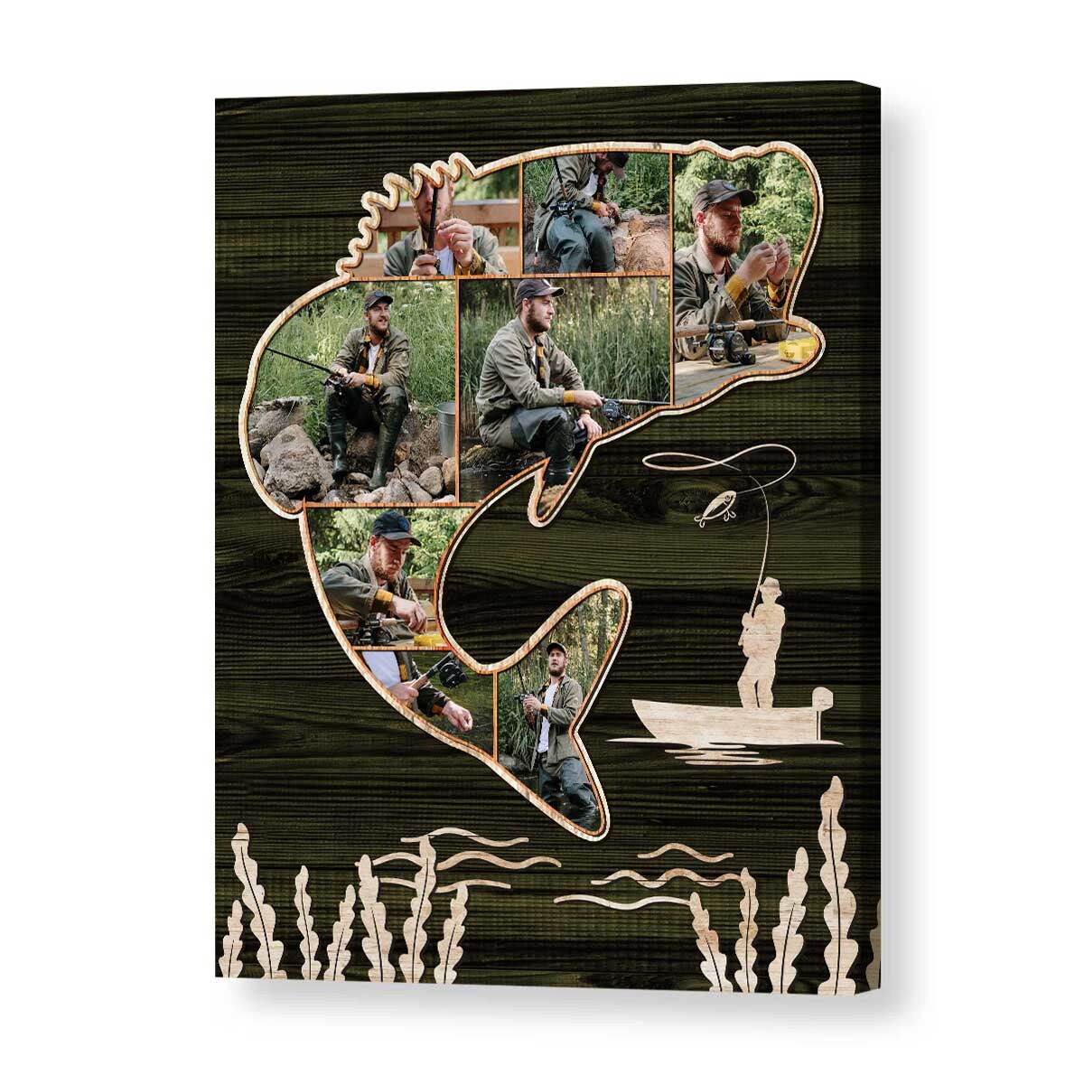 Personalized Fishing Photo Collage Canvas: Fishing Gifts For Men