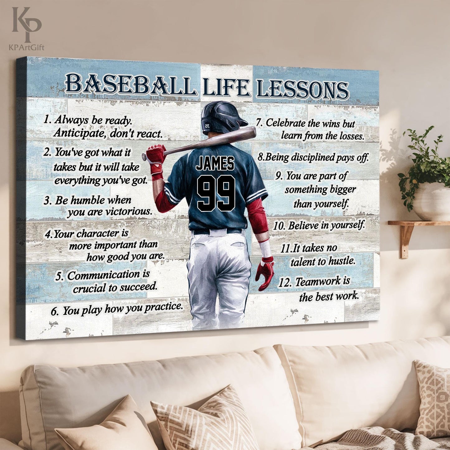 Softball Life Lessons Personalized Canvas, Custom Softball Poster Print Wall Art