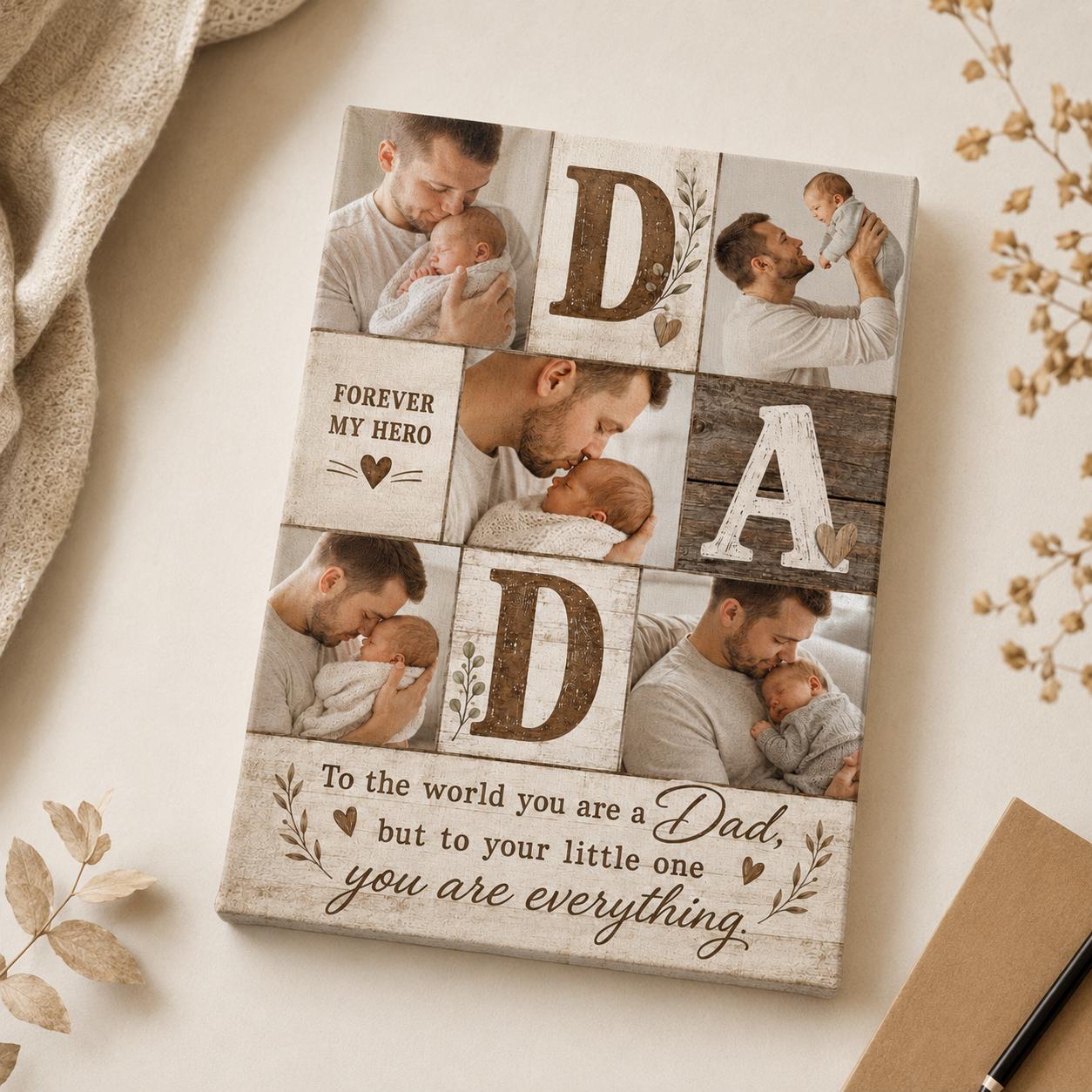 Dad Photo Collage Wall Art, Family Picture Print