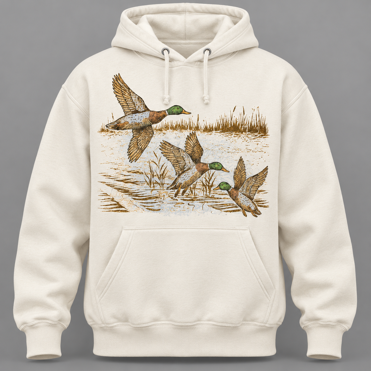 Retro 90s Mallard Duck Mockneck Hoodie