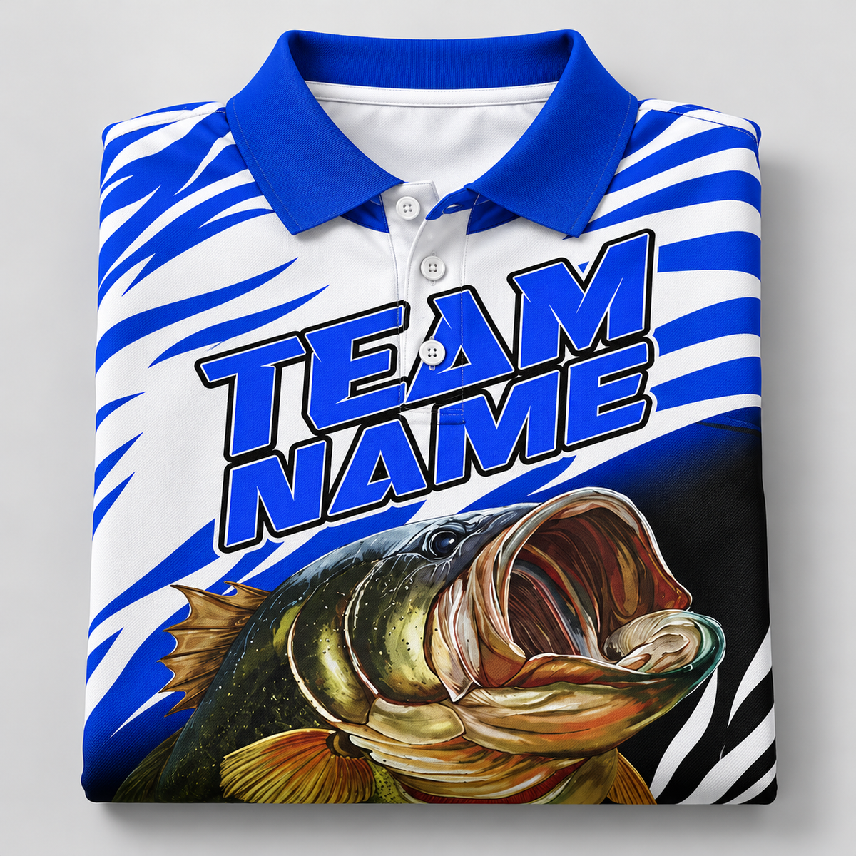 Blue Fishing Tournament Team Name Polo Shirt VC271004