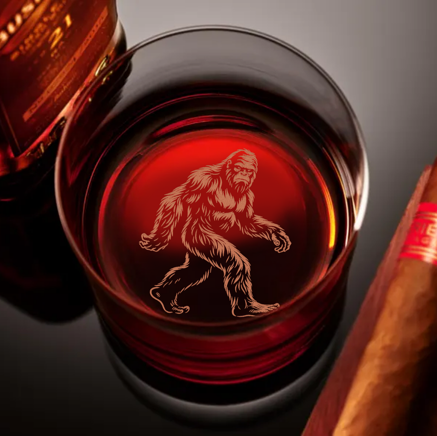 Bigfoot Engraved Whiskey Glass, Custom Rocks Glass, Gift for Hunters & Outdoorsmen, Rustic Barware 2025