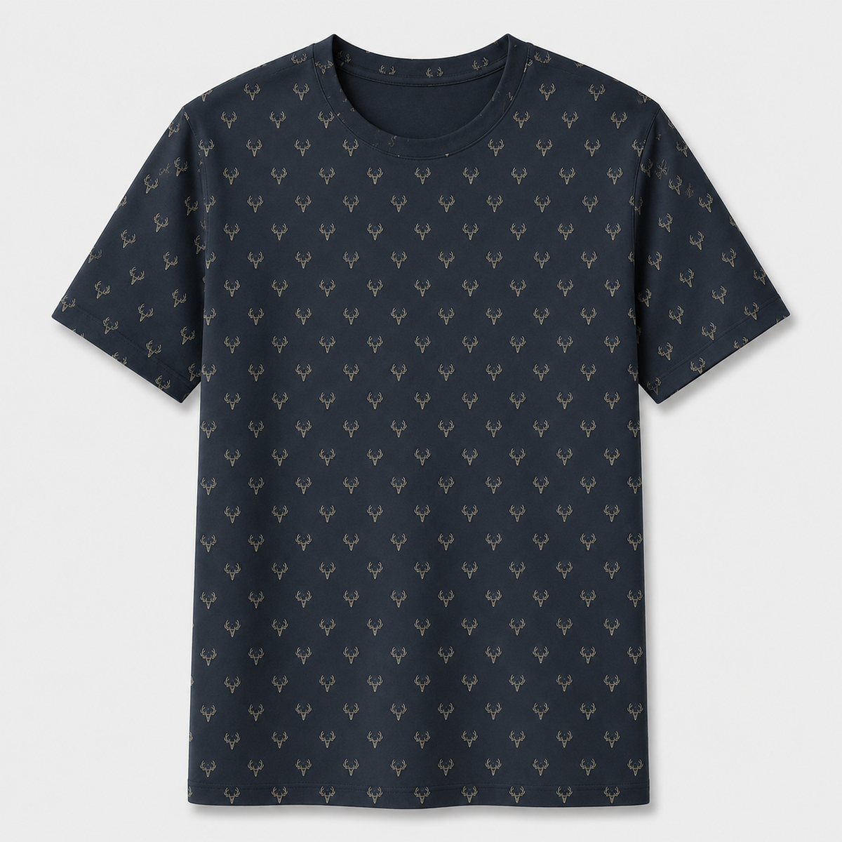 Navy Deer Skull Micro Pattern Polo Shirt DP1012