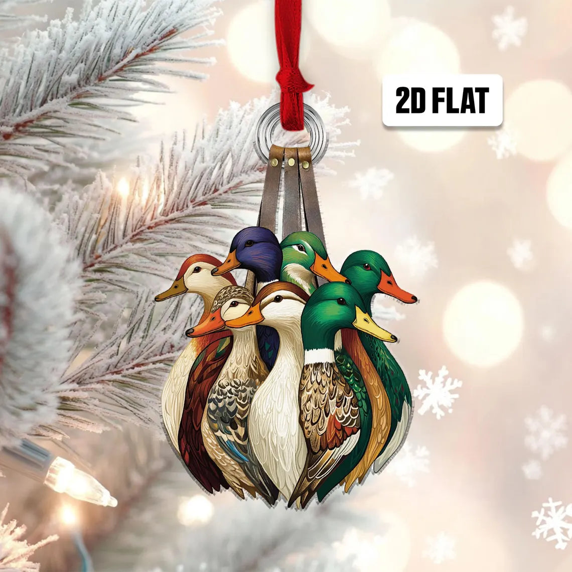 Duck Hunting Flat Ornament, Hunting Rearview Mirror Car Accessories, Hunting Christmas Ornament