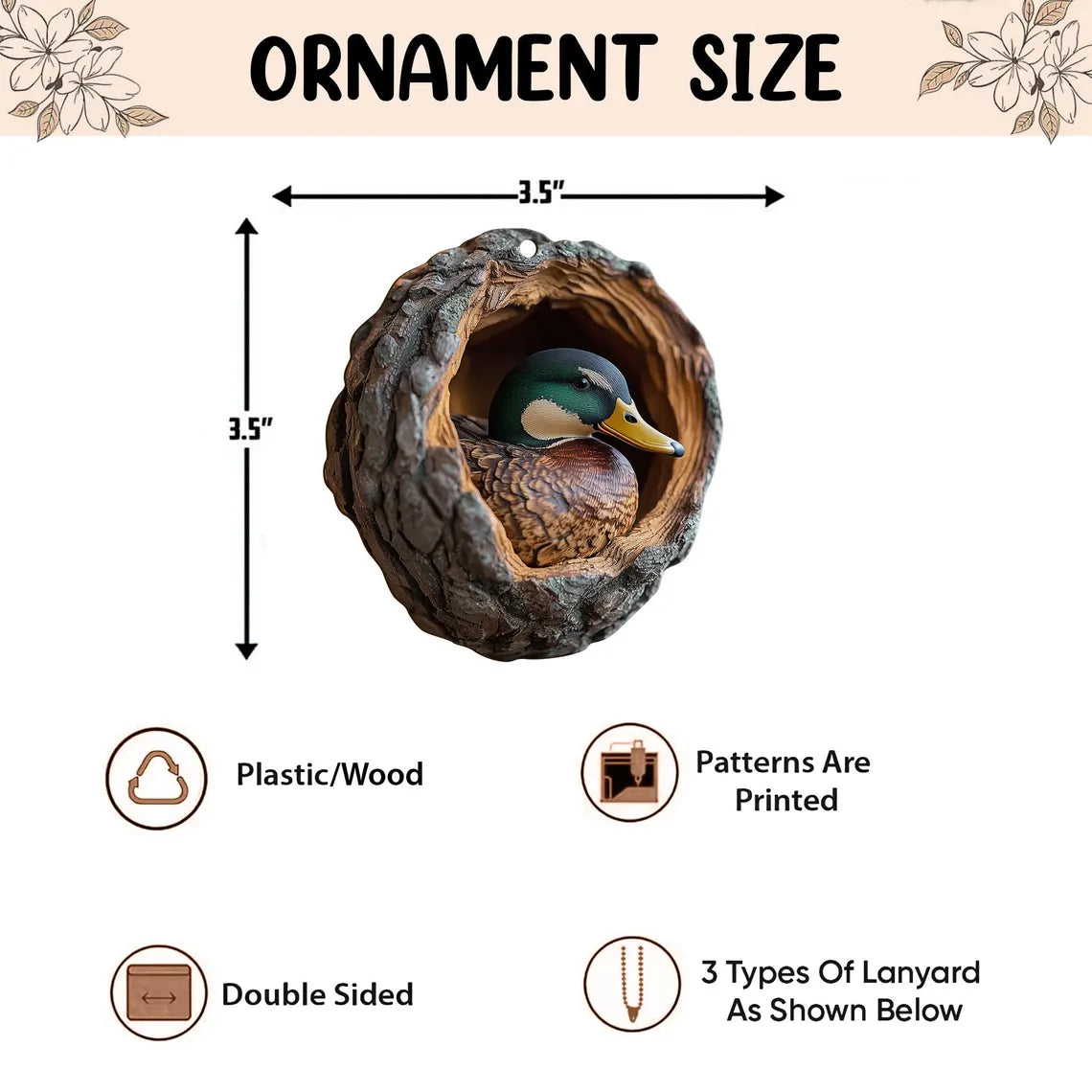 Mallard Duck 2D Flat Ornament, Duck Hunting Rearview Mirror Car Accessories