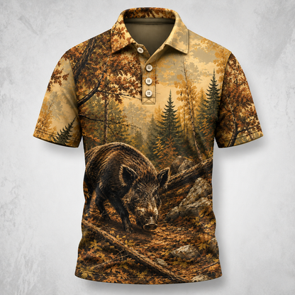 Feral Boar Fall Forest Polo Shirt VCE1022