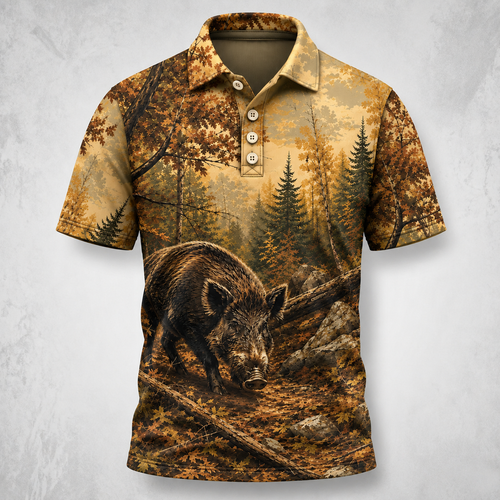 Feral Boar Fall Forest Polo Shirt VCE1022