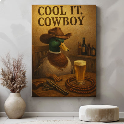 Cool It Cowboy Duck Canvas Wall Art