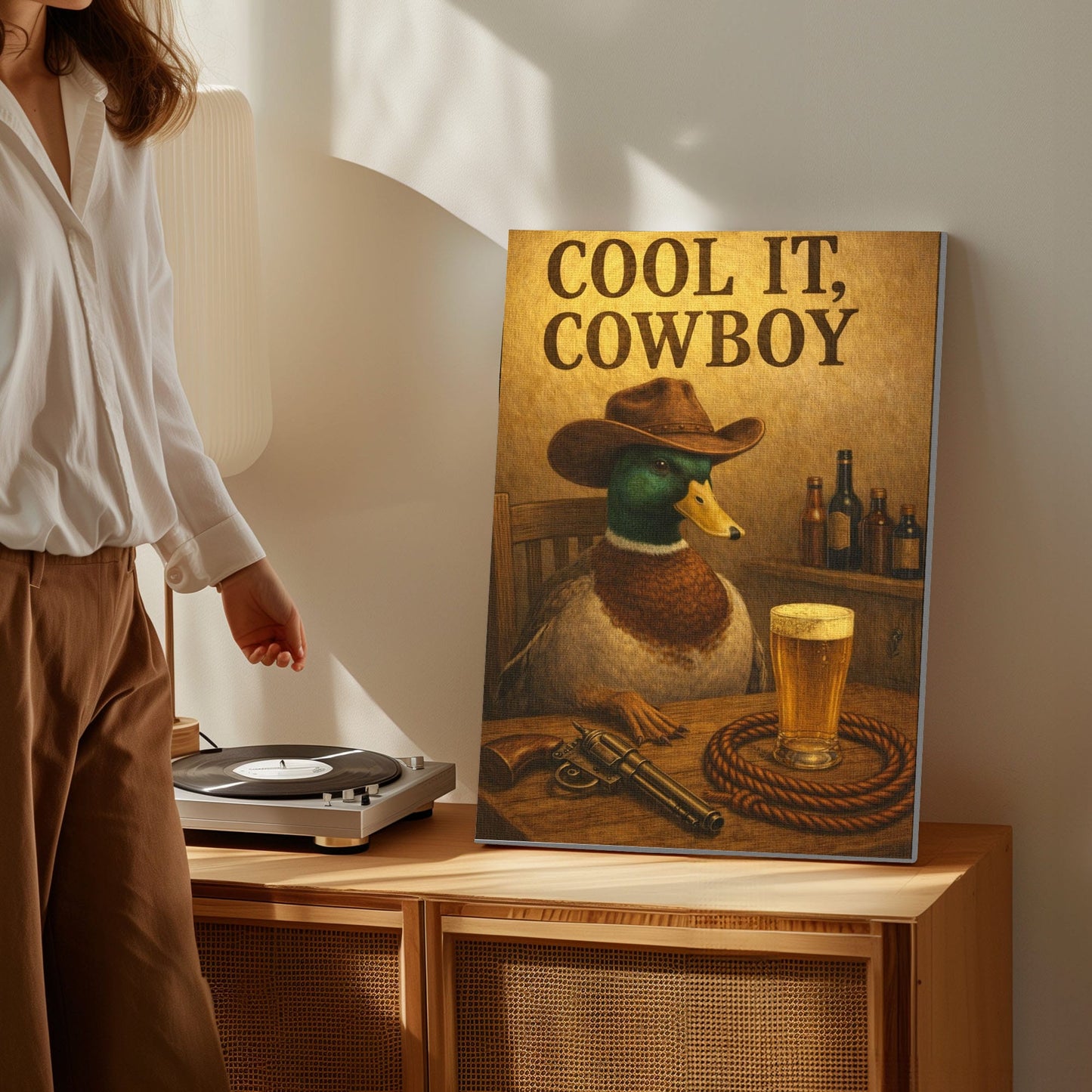 Cool It Cowboy Duck Canvas Wall Art