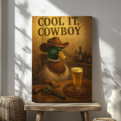 Cool It Cowboy Duck Canvas Wall Art
