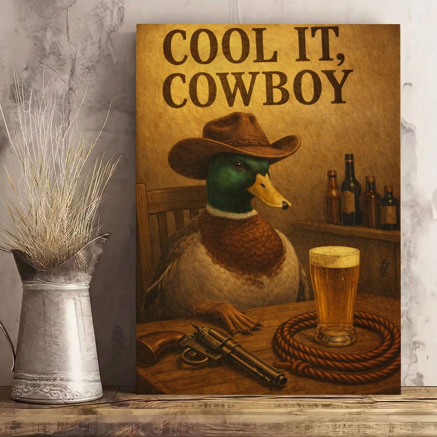 Cool It Cowboy Duck Canvas Wall Art