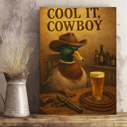 Cool It Cowboy Duck Canvas Wall Art