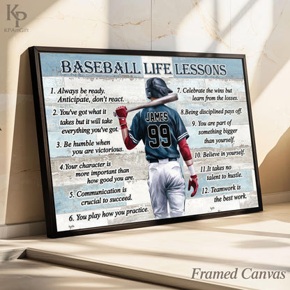 Softball Life Lessons Personalized Canvas, Custom Softball Poster Print Wall Art