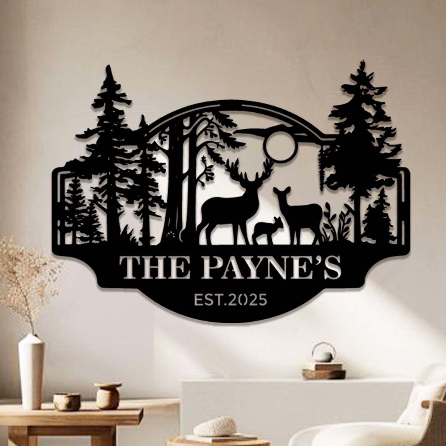 Personalized Deer Cabin Metal Sign, Custom Hunting Sign, Cabin Decor,Father's Day Gift