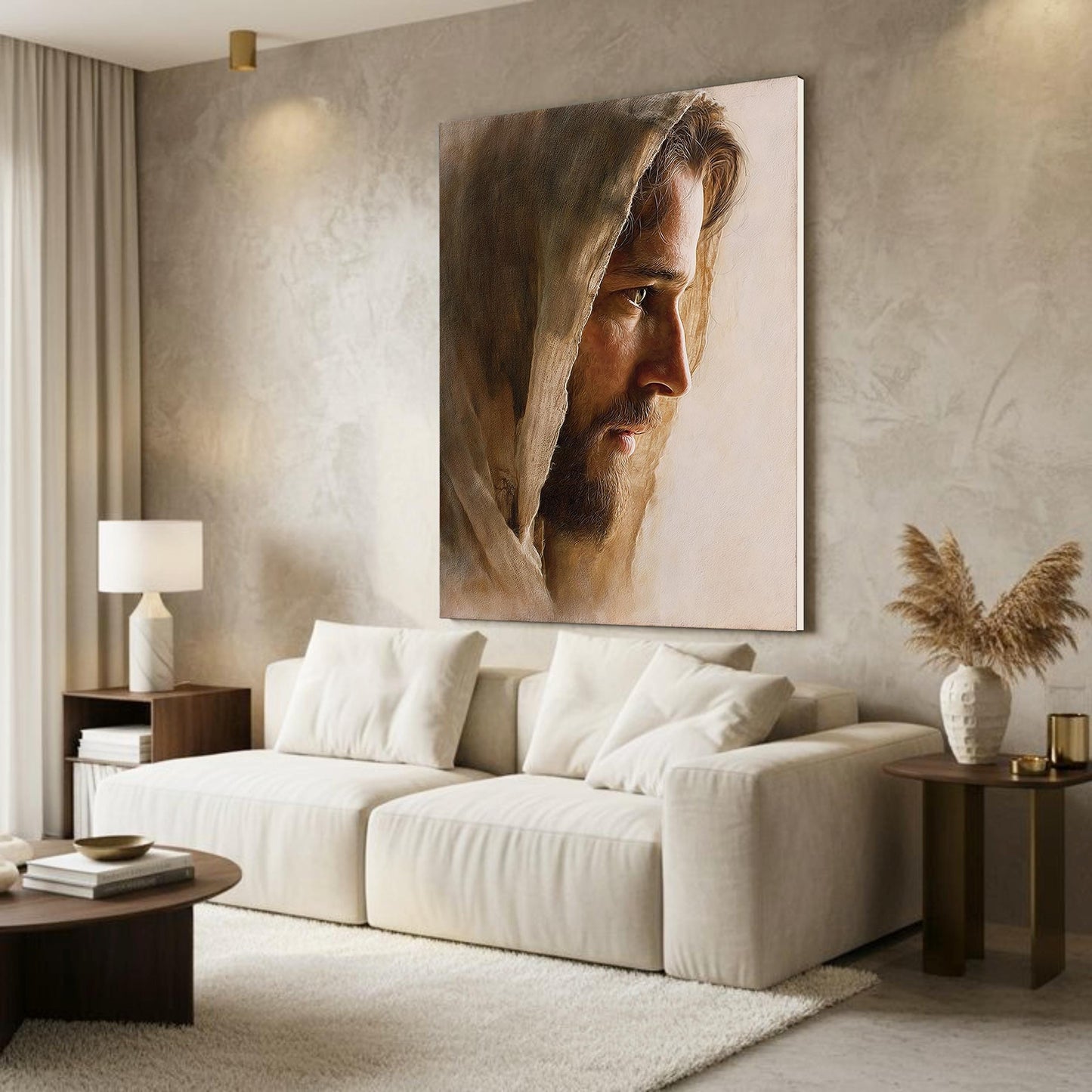 Jesus Portrait Canvas Art Soft Christian Wall Decor Religious Poster Print