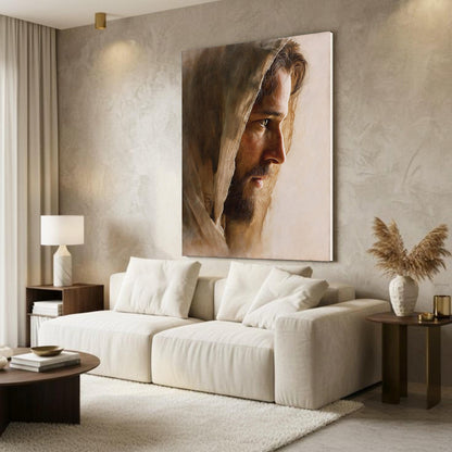 Jesus Portrait Canvas Art Soft Christian Wall Decor Religious Poster Print