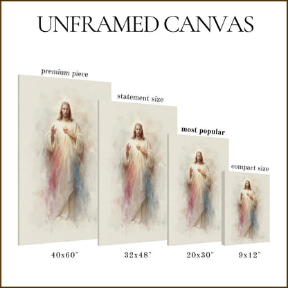 Divine Mercy Sacred Heart of Jesus Modern Christian Canvas Painting Catholic Art