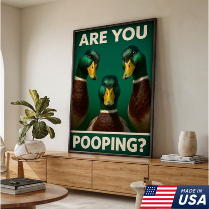 Funny Duck Bathroom Canvas Wall Art – Mallard Humor Decor – Rustic Lodge or Cabin Gift
