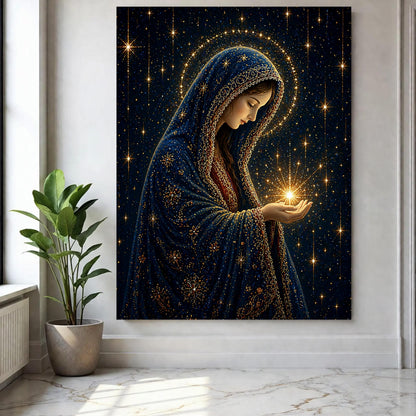Virgin Mary Starry Night Canvas Wall Art
