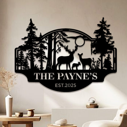 Personalized Deer Cabin Metal Sign, Custom Hunting Sign, Cabin Decor,Father's Day Gift