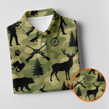 Hunting Camo Polo Shirt Deer Bear Hunting shirt For men