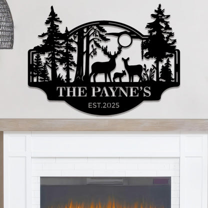 Personalized Deer Cabin Metal Sign, Custom Hunting Sign, Cabin Decor,Father's Day Gift