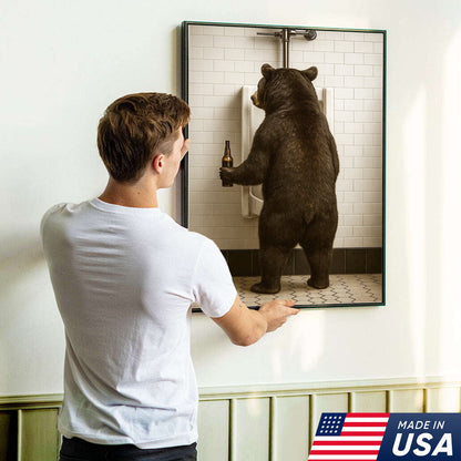 Funny Black Bear Canvas Wall Art – Hilarious Bathroom Humor Decor – Rustic Cabin Lodge Gag Gift