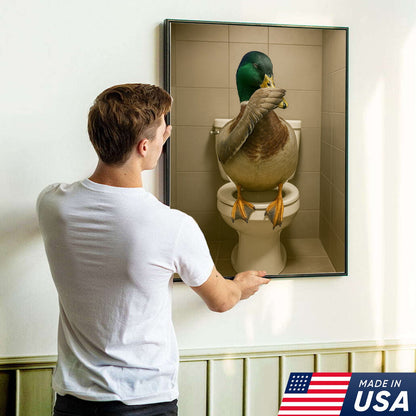 Funny Duck Bathroom Wall Art – Hilarious Rustic Toilet Canvas for Cabin, Lodge & Man Cave Decor