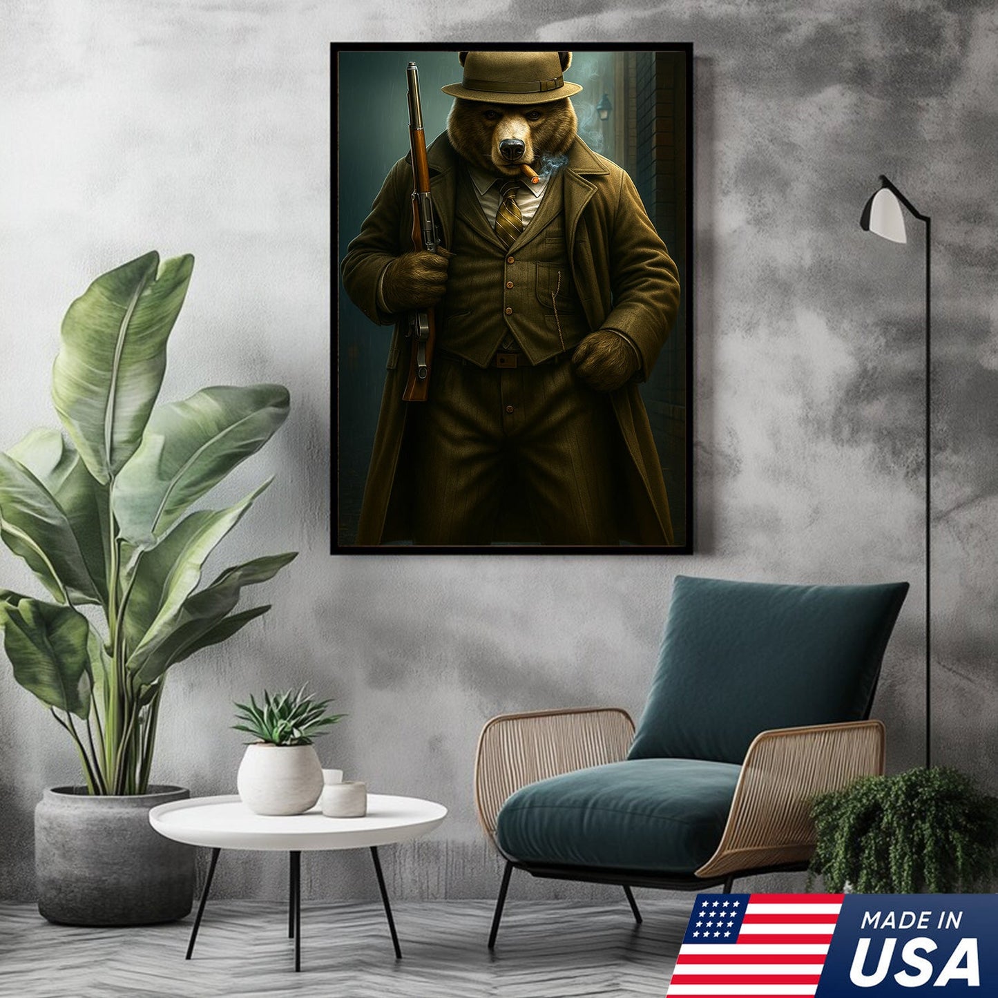 Vintage Gentleman Bear Hunter Canvas – Rustic Lodge Wall Art for Hunters & Outdoorsmen