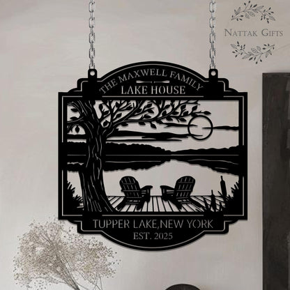 Personalized Lake House Metal Sign: Custom Outdoor Decor, Lake House Welcome Sign