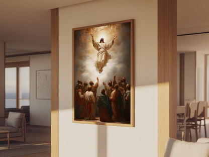 Ascension of Christ Rising into Heaven Framed Canvas Print Wall art
