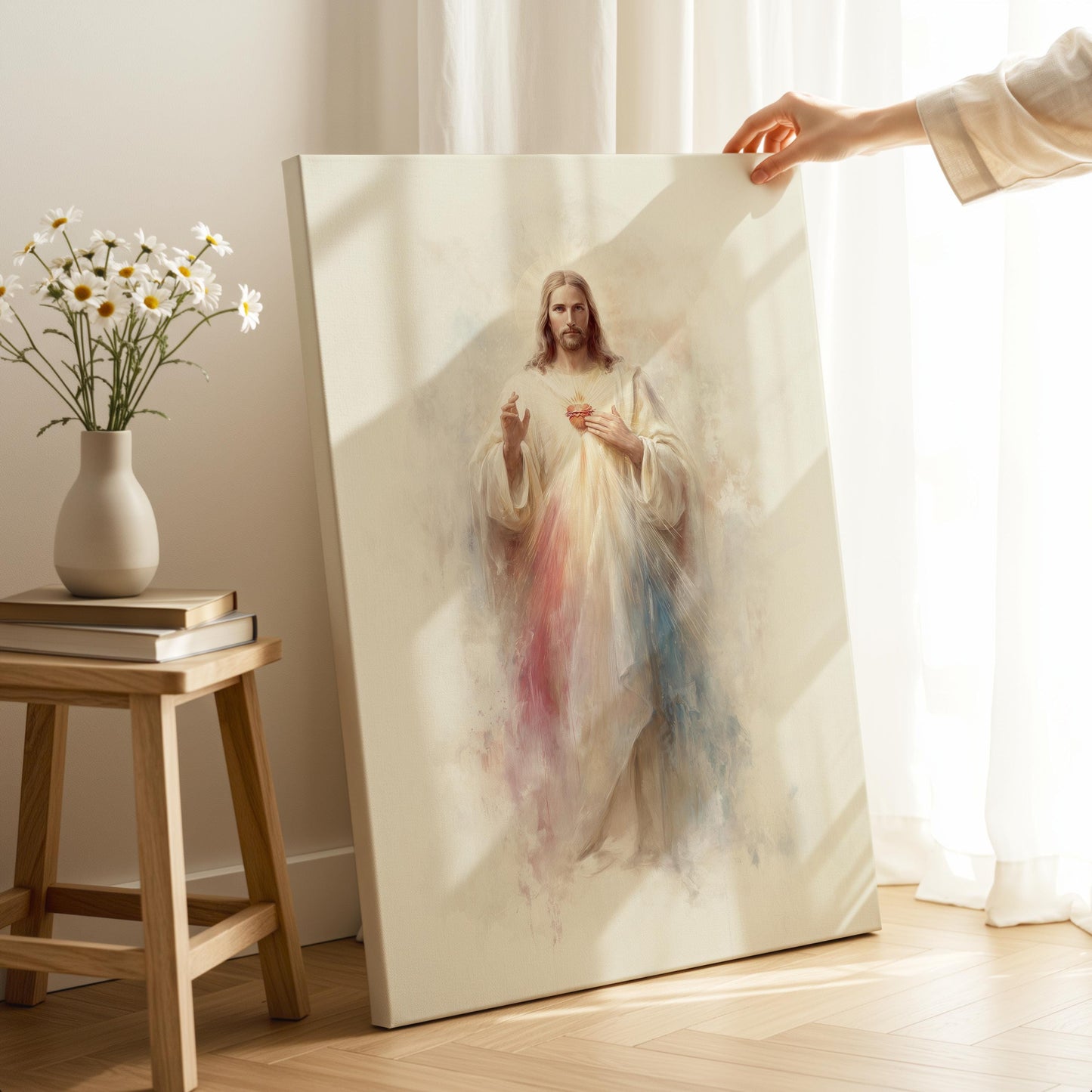 Jesus & Virgin Mary Canvas Set – Religious Wall Art Prints