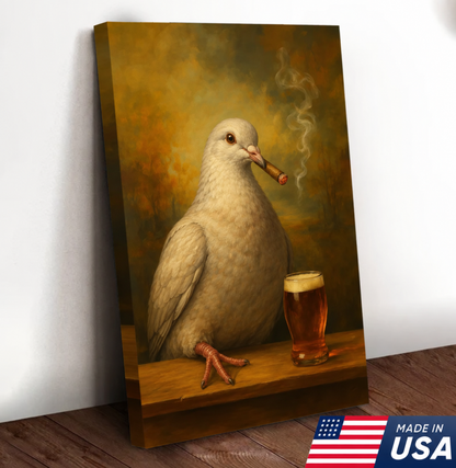 Funny Dove Smoking Cocktail Glasses Canvas Wall Art Hunter Gift