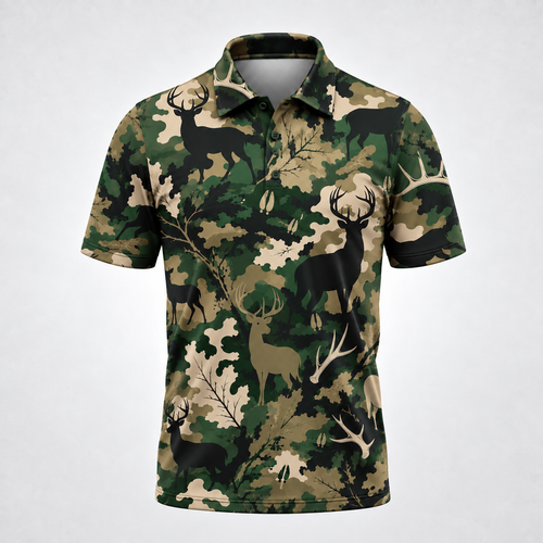 Woodland Deer Camo Polo Shirt VCP1041