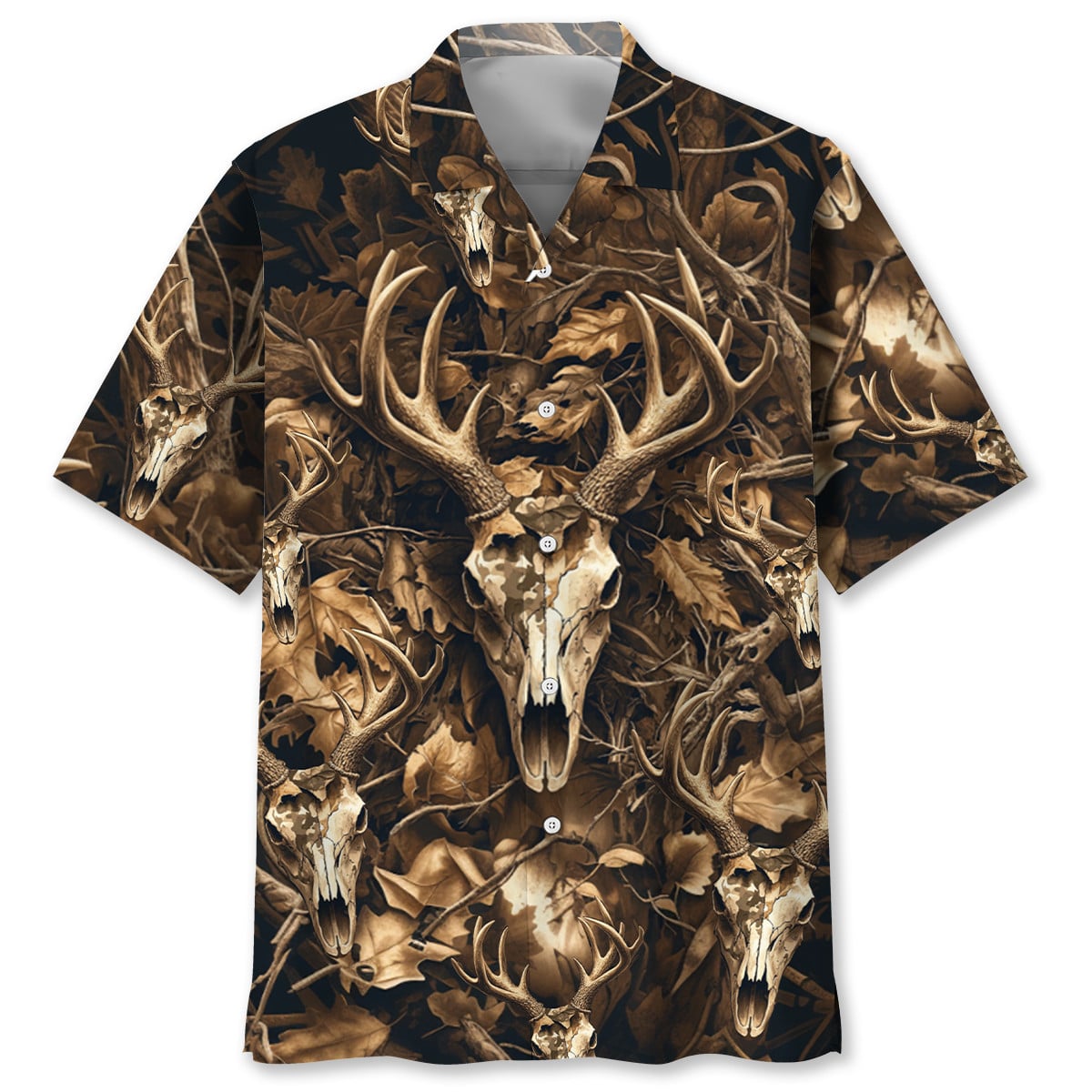Deer Hunting Brown Camo Polo Hawaiian Shirt VCP1033
