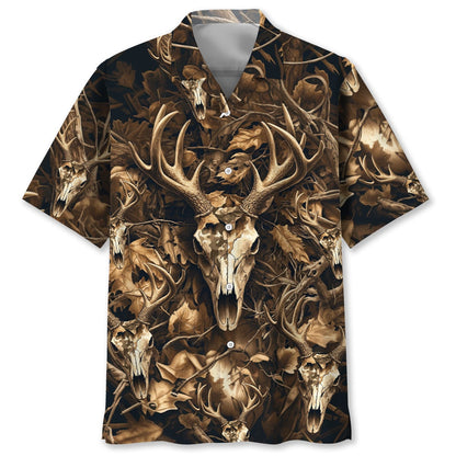 Deer Hunting Brown Camo Polo Hawaiian Shirt VCP1033