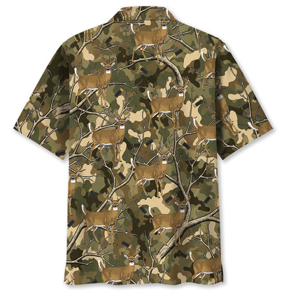 Camouflage White Tailed Deer Hunting Hawaiian Shirt