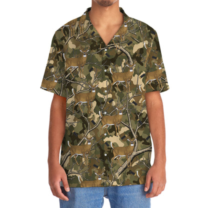 Camouflage White Tailed Deer Hunting Hawaiian Shirt