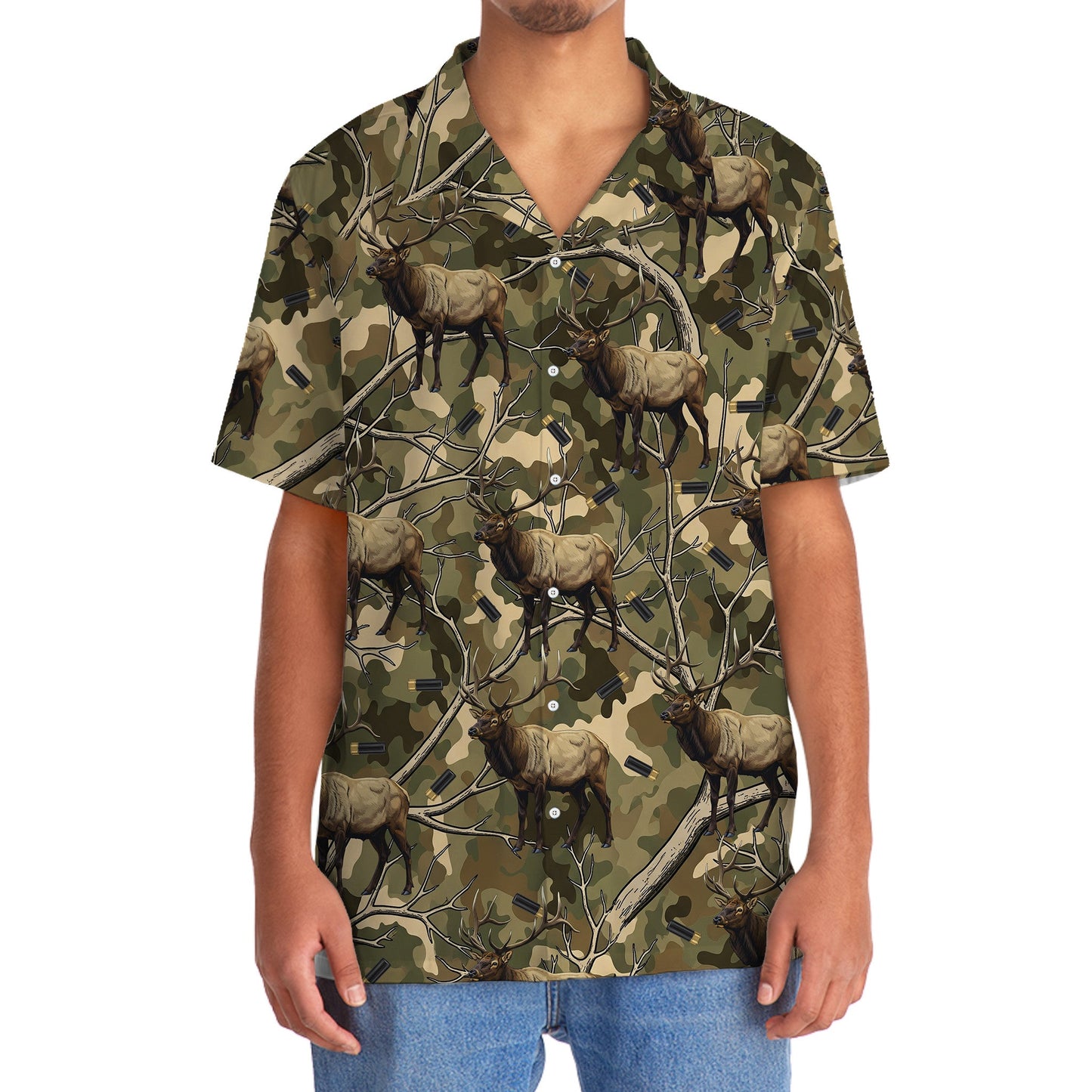 Camouflage Elk Hunting Hawaiian Shirt