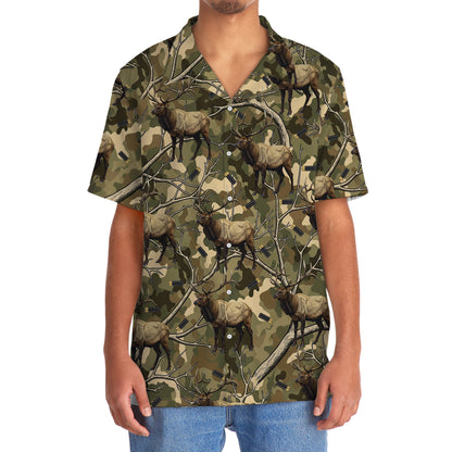 Camouflage Elk Hunting Hawaiian Shirt