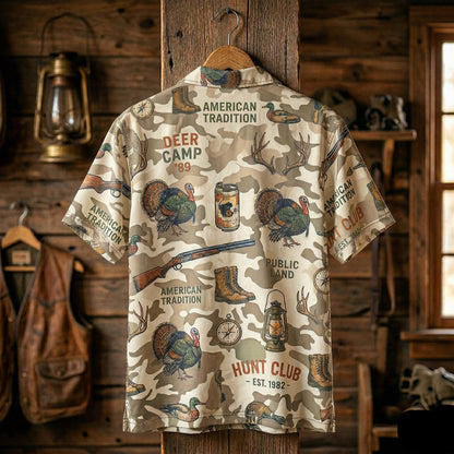 Turkey Hunting Beige Camo Pattern Hawaiian Shirt T1058