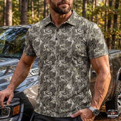 Bowhunting Hunter Deer Camo Pattern Polo Shirt, Fathers Day Golf Shirts For Men BHP1001